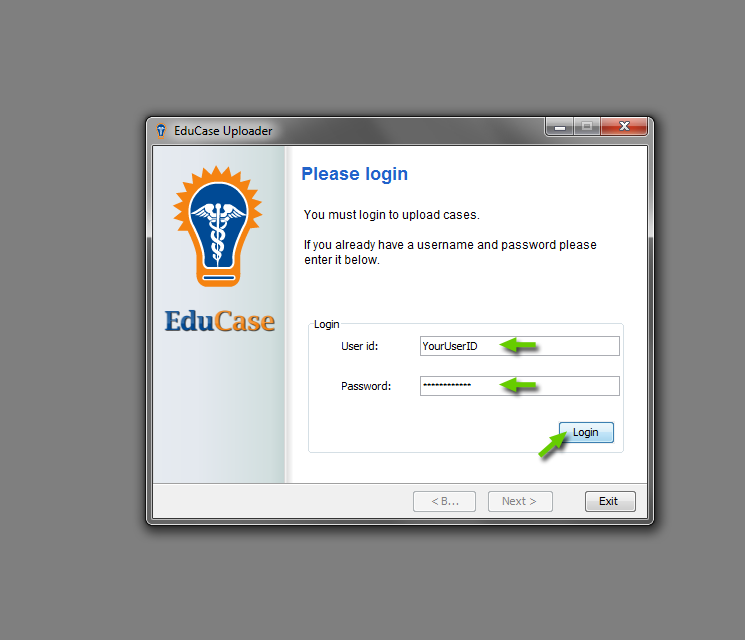 EduCase Features Uploader Tool Login