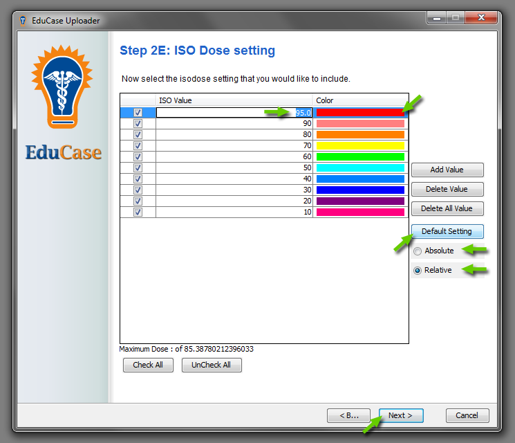 EduCase Features Uploader Tool Isodose Data