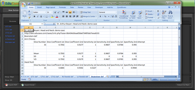 EduCase Features Metric Tools AD Excel Results