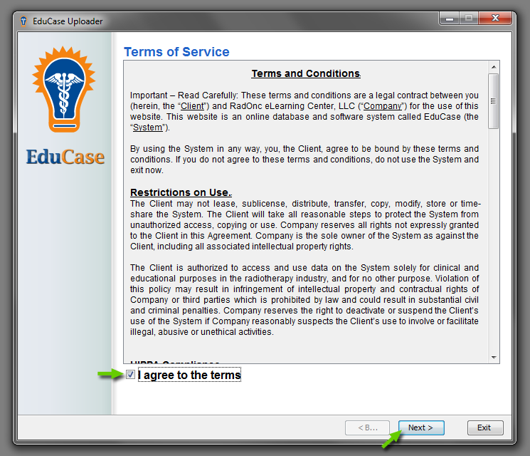 EduCase Features Uploader Tool Terms and Agreement